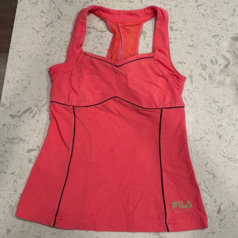 Fila Activewear Tank Top Coral Color Soft Cotton Spandex